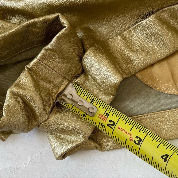 DIVINE HERITAGE REVOLVE Faux Leather Proper Cuffed Shorts in Gold Size S - Picture 6 of 8